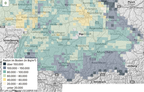 Karte zu Radon-Konzentration im Boden